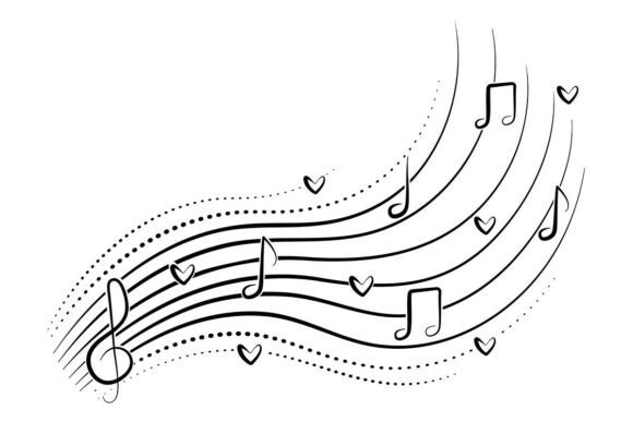 Bringing Melody to Design with Musical Note Wave, Black Line Clipart