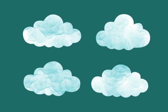 Cartoon Watercolor Clouds Vector Guide