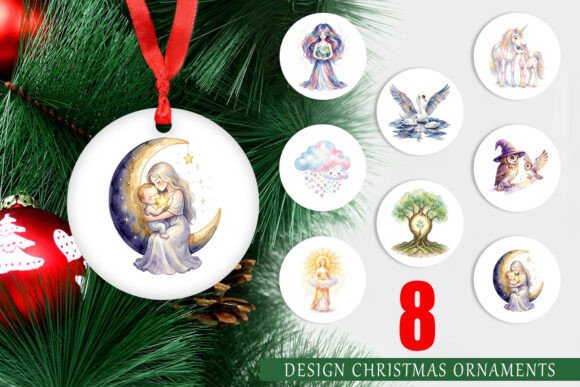 Celestial Mother Watercolor Ornament PNG