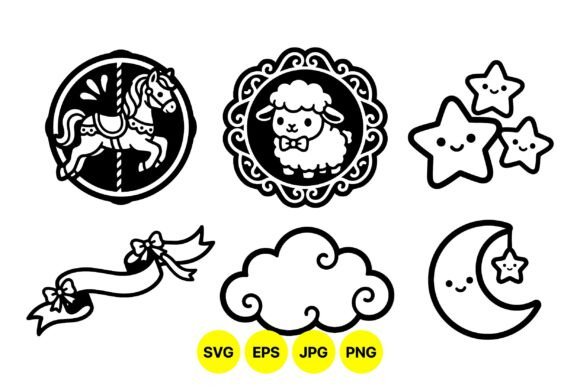 Cute Carousel Sheep Star Clipart: A Versatile Design Resource