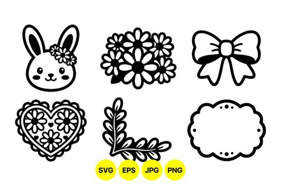 Cute Floral Bunny Clipart Set for Spring