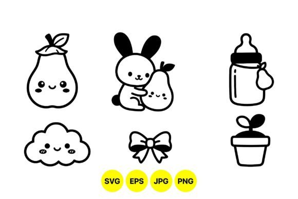 Cute Kawaii Baby Icons SVG for Playful Designs