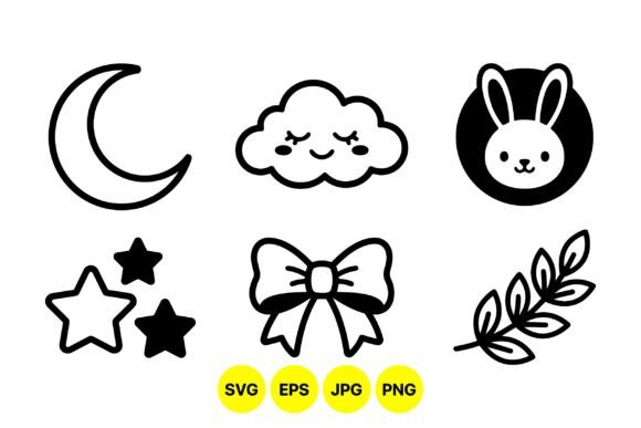 Cute Nighttime Baby Clipart Set