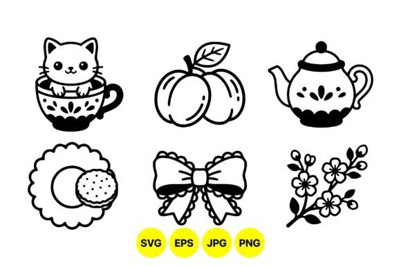 Cute Tea Time SVG Collection: Vector Icons