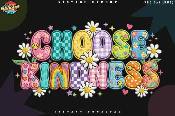 Elevating Positive Messaging with the Floral Choose Kindness Crochet Yarn PNG Design