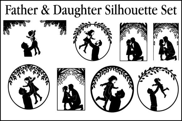 Father and Daughter Silhouette Set: A Design Essential