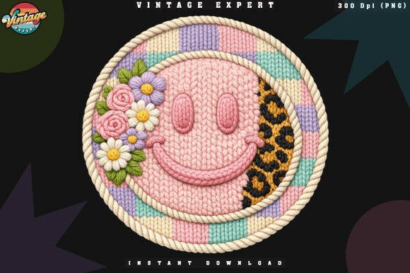 Floral Patchwork Smile Crochet Yarn PNG: Elevating Your Creative Projects