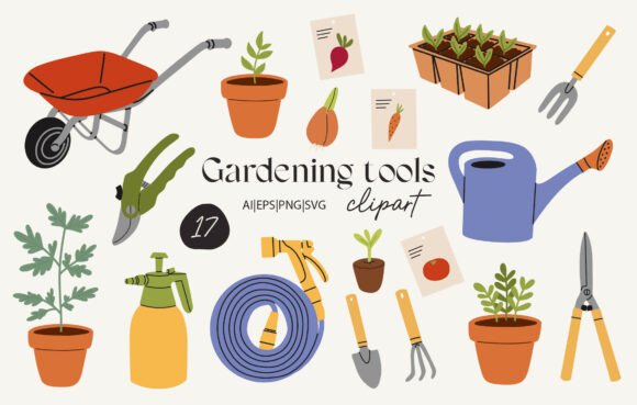 Gardening Tools Clipart Collection