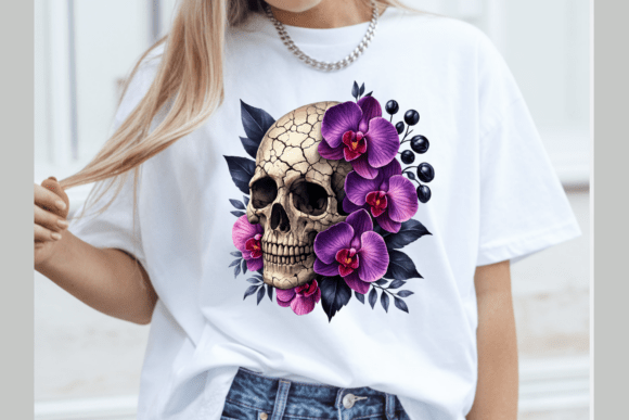 Gothic Skull Orchid PNG: Dark Floral Art