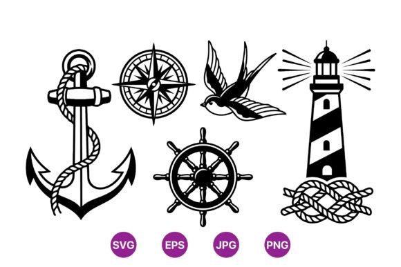 Nautical Vintage Marine Icons: A Timeless Design Set