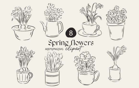 Spring Flower Line Art Collection: A Modern Approach to Botanical Design