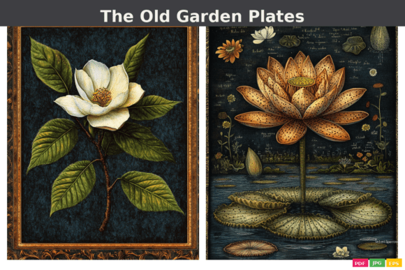 The Old Garden Plates Junk Journal Pages