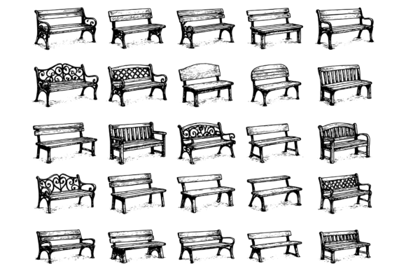Vintage Park Bench Set: A Design Resource