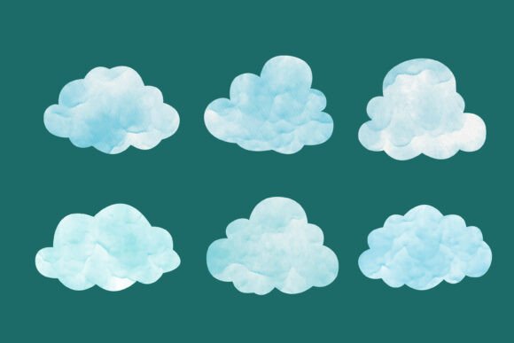 Watercolor Cloud Vector Set: Soft & Scalable