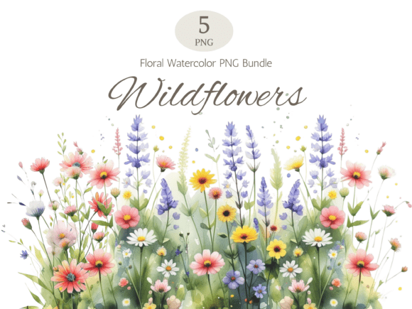 Watercolor Wildflower Border Bundle